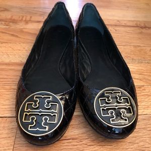 Tory Burch Quilted Patent Leather Ballet Flats